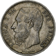 Belgium, Leopold II, 5 Francs, 1869, Brussels, Silver, AU(55-58), KM:24