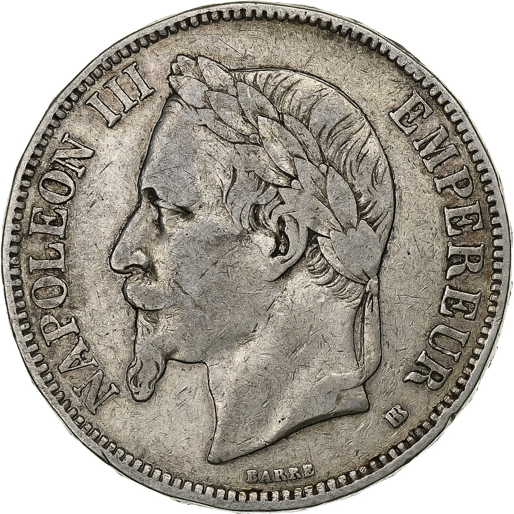 France, Napoleon III, 5 Francs, 1868, Strasbourg, Silver, EF(40-45), KM:799