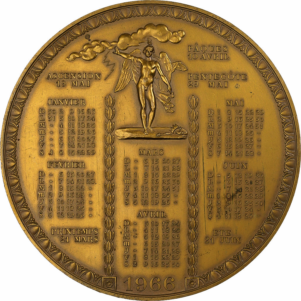 Francia, medaglia, Calendrier, 1966, Bronzo, SPL-