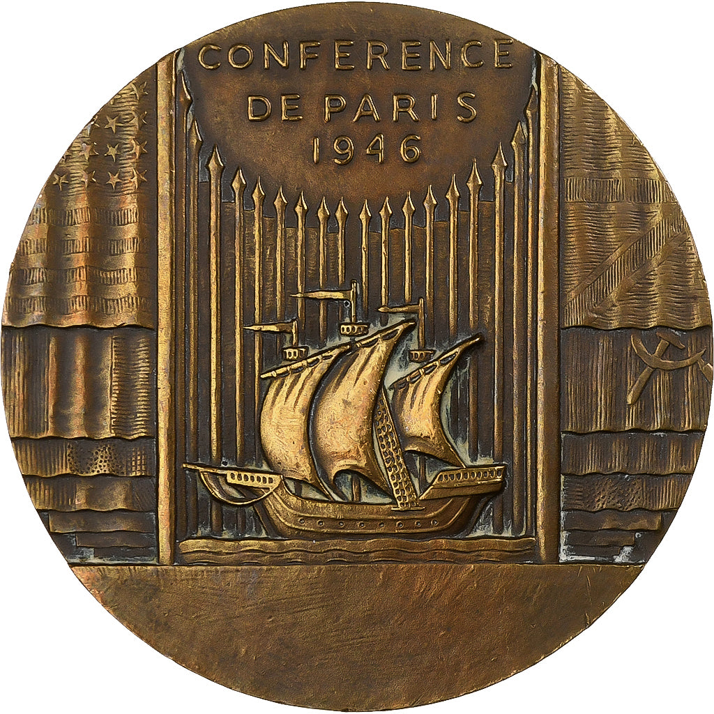 Francia, medaglia, Art Déco, Conférence de Paris, 1946, Bronzo, Cochet, SPL-