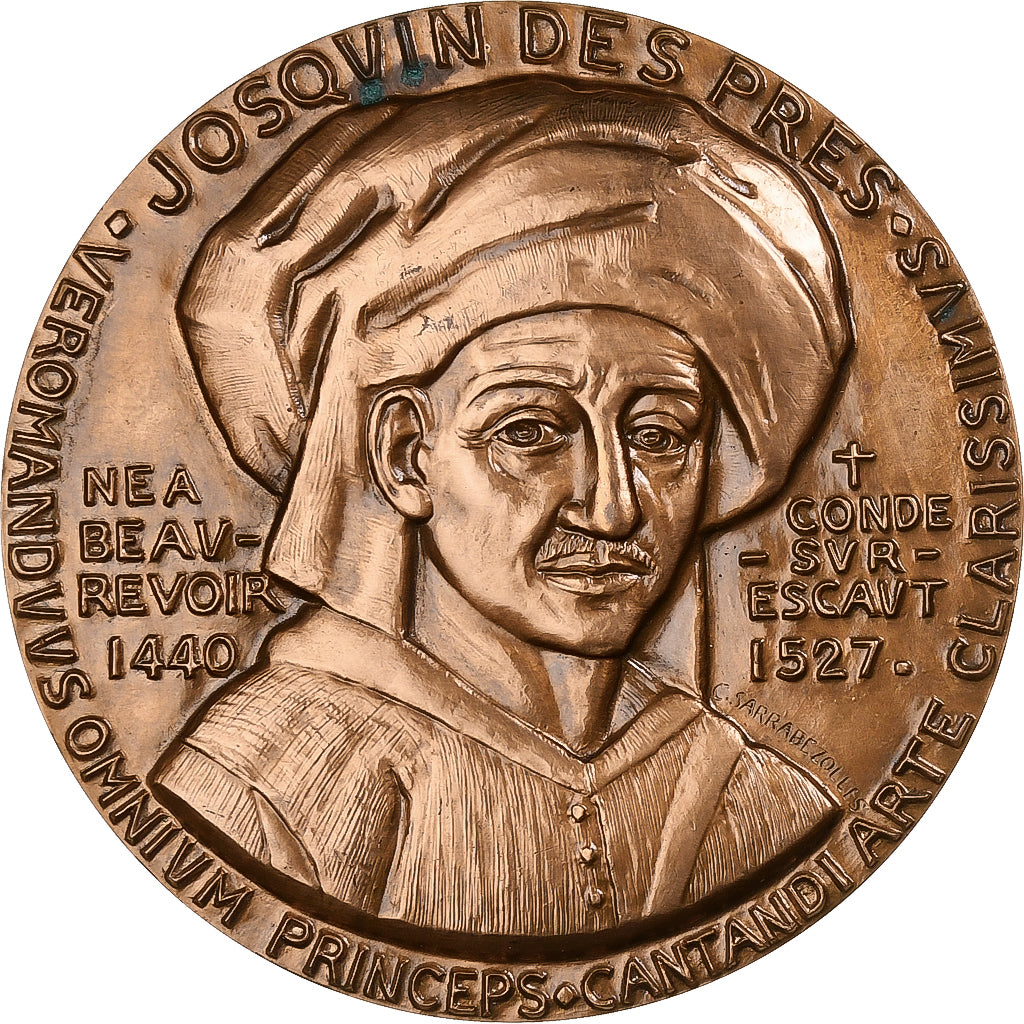 France, Medal, Josquin des Prés, Condé-sur-Escaut, Bronze, Sarrabezolles