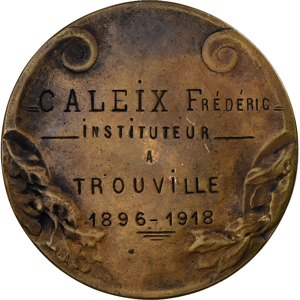 Francia, medalla, Aux Maitres Morts pour la France, Trouville, 1918, Bronce, MBC