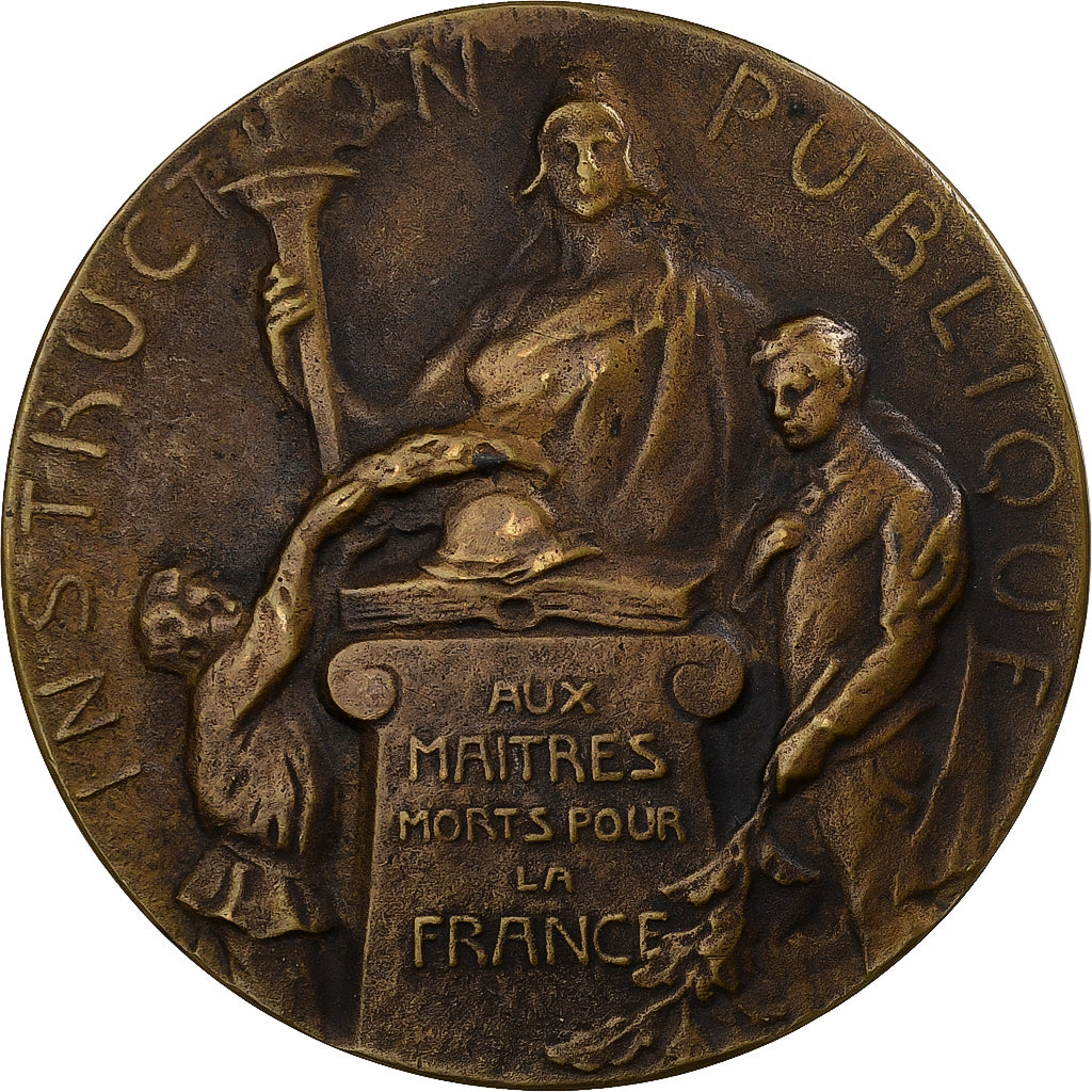 Francia, medalla, Aux Maitres Morts pour la France, Trouville, 1918, Bronce, MBC