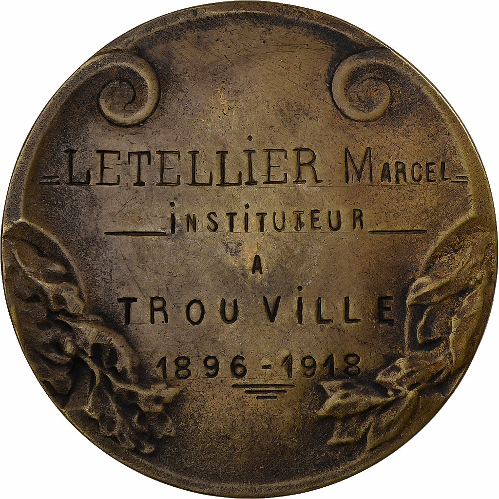 Francia, medalla, Aux Maitres Morts pour la France, Trouville, 1918, Bronce, MBC