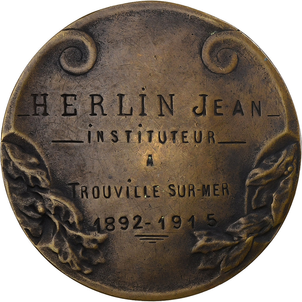 France, Médaille, Aux Maitres Morts pour la France, Trouville, 1918, Bronze