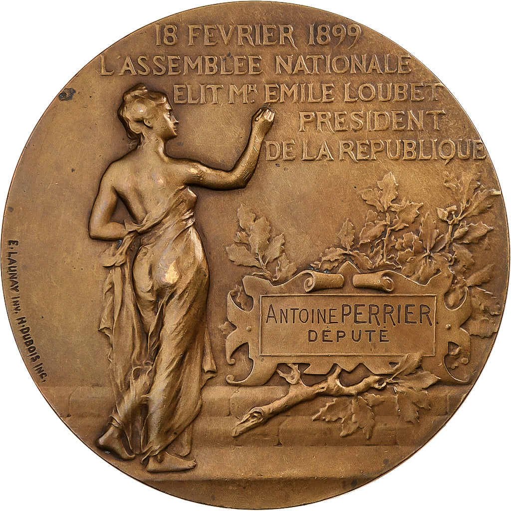 France, Medal, L'Assemblée nationale élit Emile Loubet, 1899, Bronze