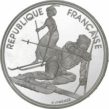 France, 100 Francs, Albertville - Slalom, 1990, MDP, Silver, AU(55-58), KM:984