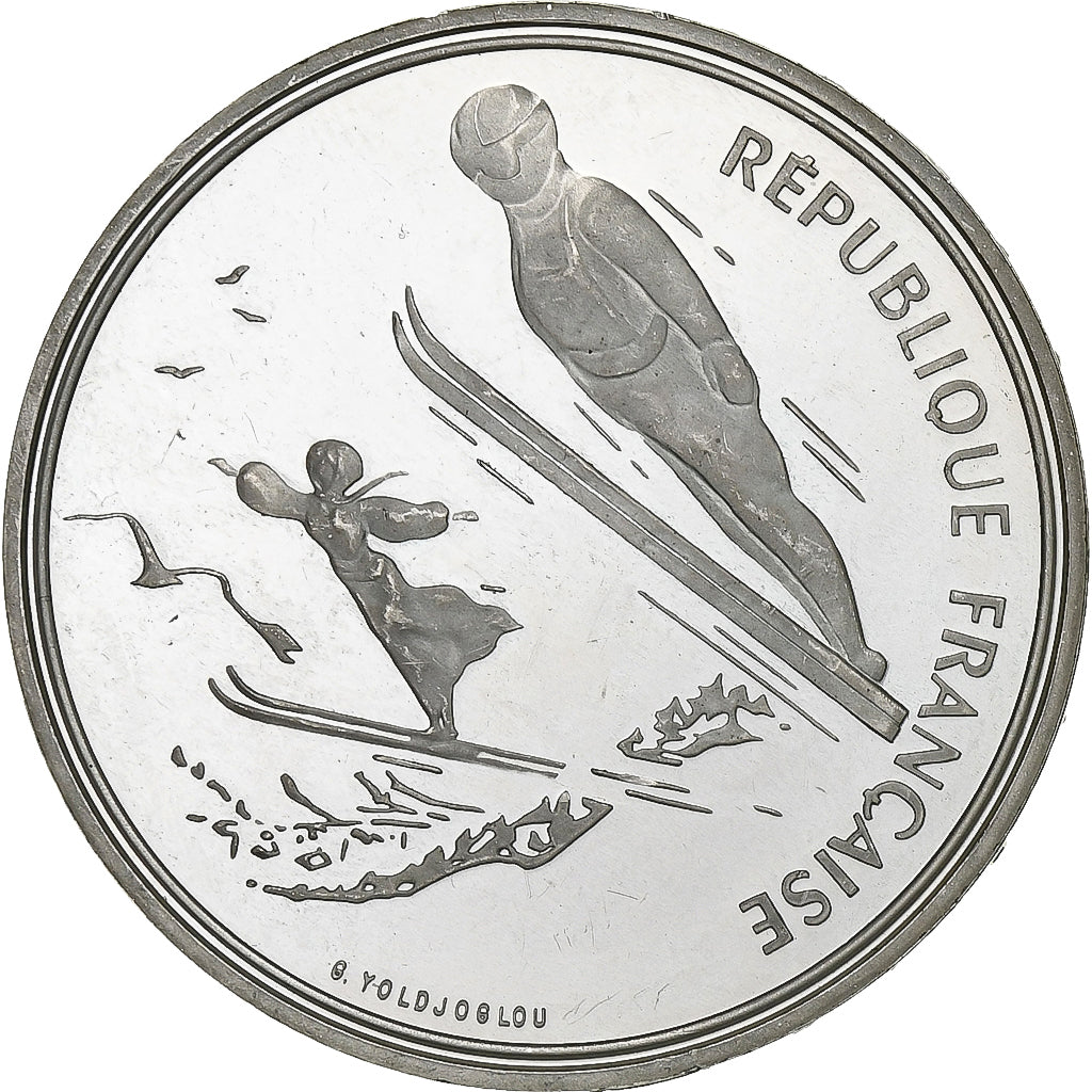 Francia, 100 Francs, Albertville - Saut à ski, 1991, MDP, Argento, SPL, KM:995