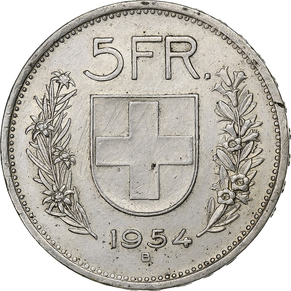 Schweiz, 5 Francs, 1954, Bern, Silber, VZ, KM:40