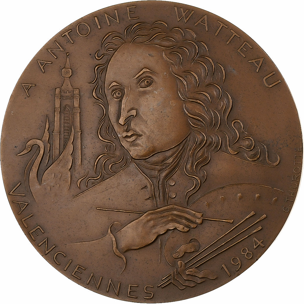 France, Médaille, Antoine Watteau, Valenciennes, 1985, Bronze, TTB+, Thurotte
