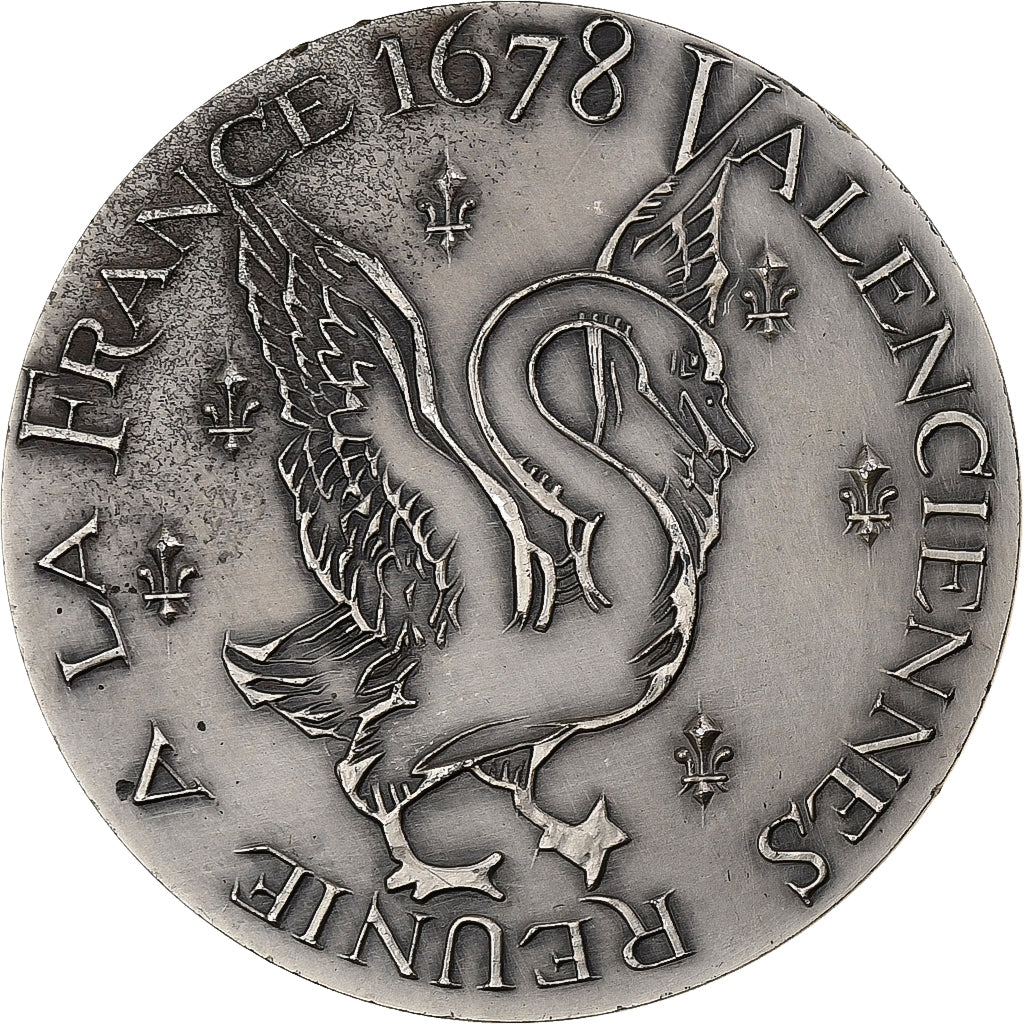 Francia, medaglia, Valenciennes Réunie à la France en 1678, Bronzo argentato