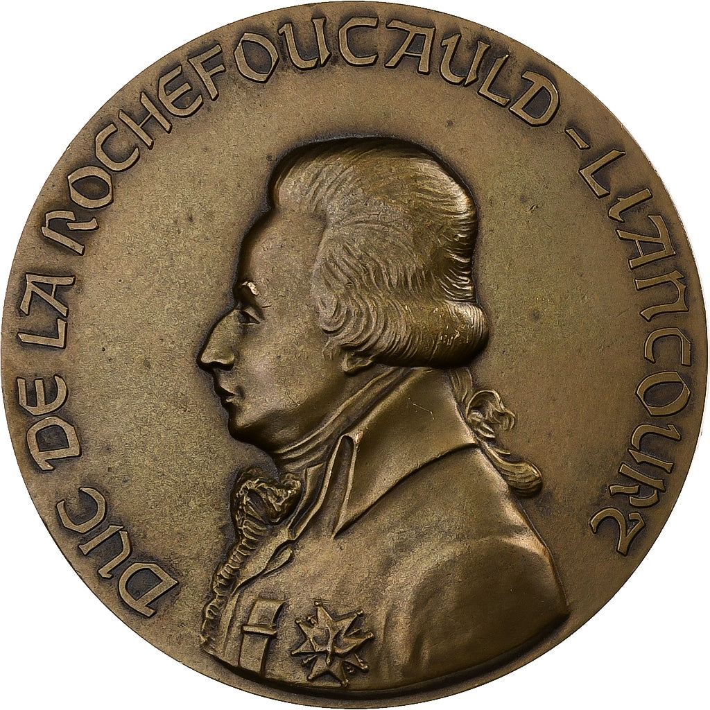 França, medalha, Duc de la Rochefoucauld-Liancourt, Bicentenaire, 1980, Bronze