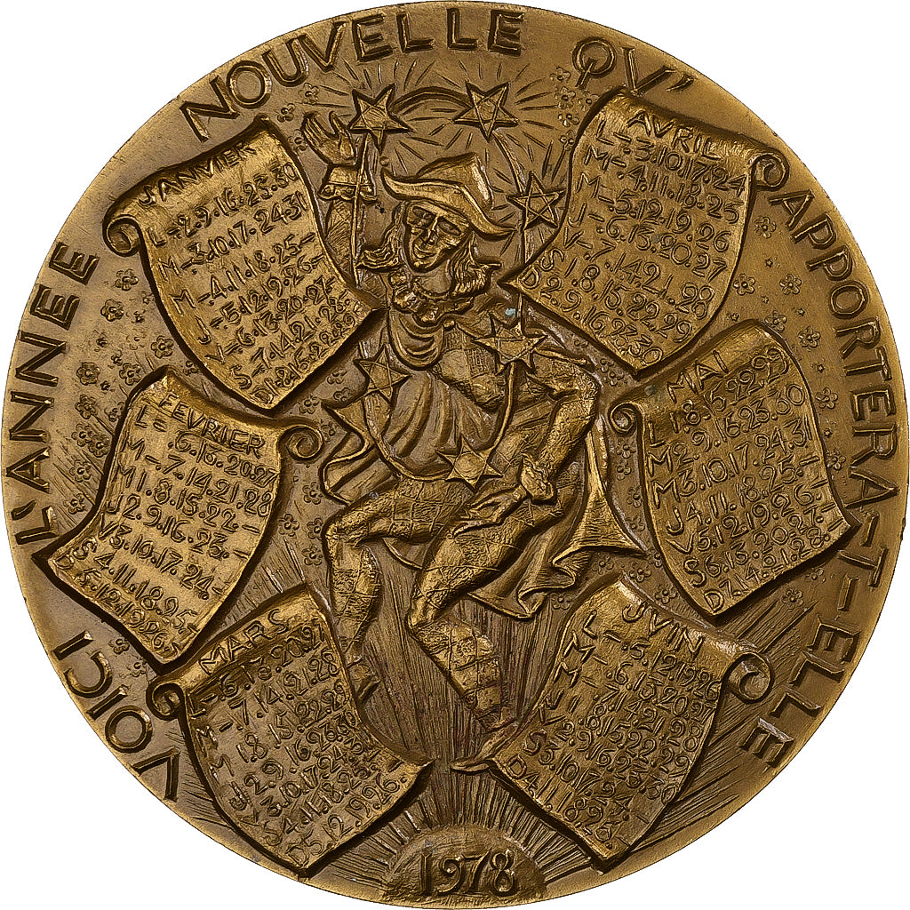 Francia, medalla, Calendrier, Nouvelle Année, 1978, Bronce, Tschudin, SC