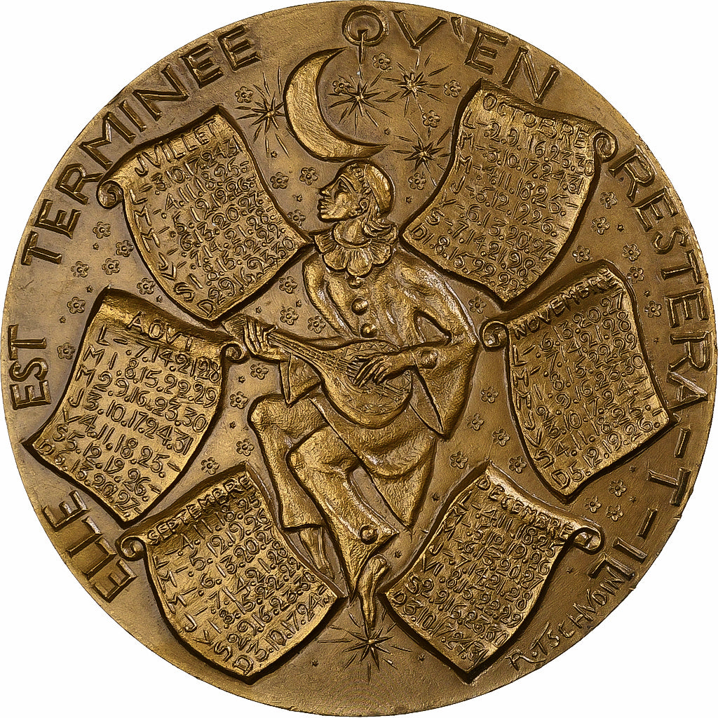 Francia, medalla, Calendrier, Nouvelle Année, 1978, Bronce, Tschudin, SC