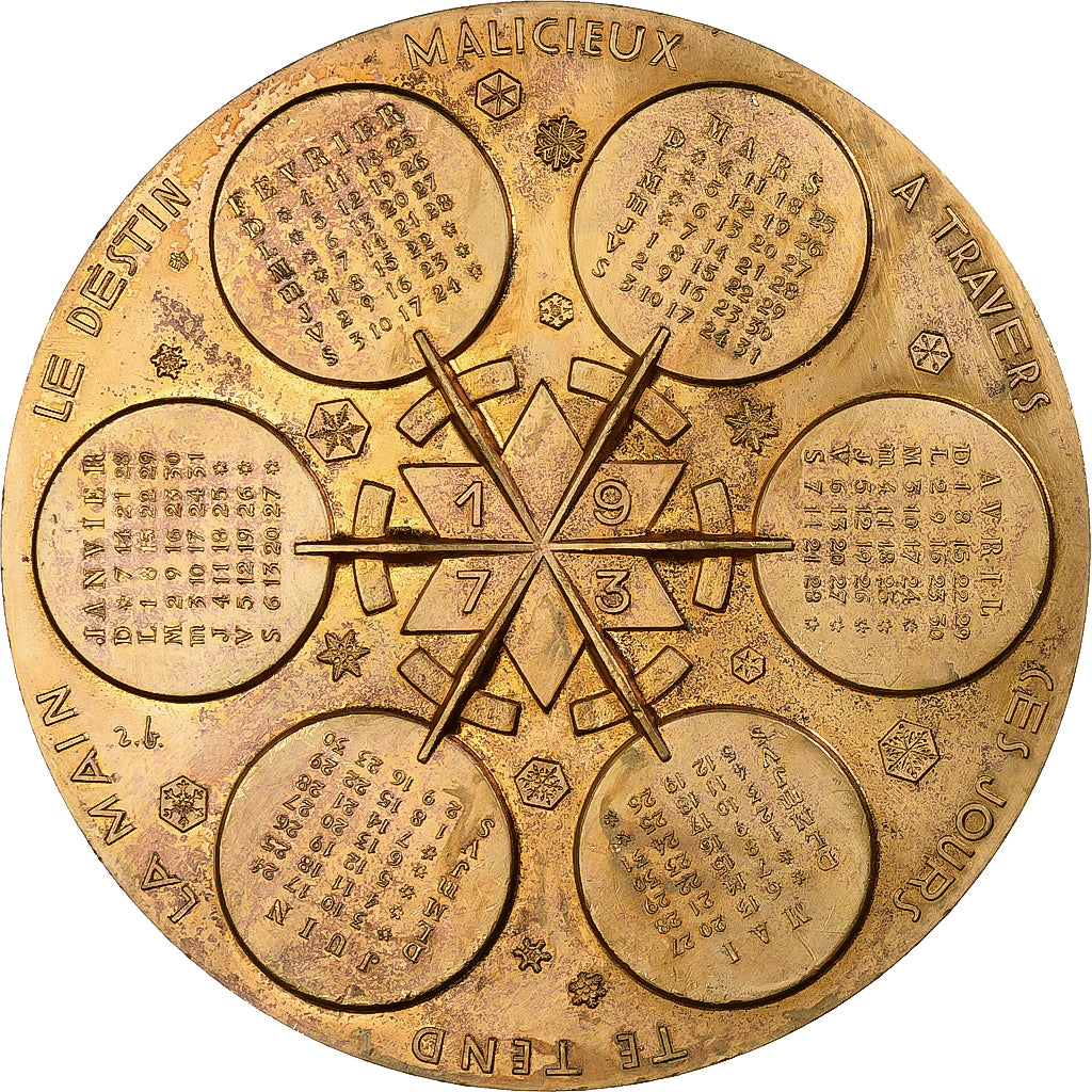 France, Medal, Calendrier, Nouvelle Année, 1973, Bronze, AU(50-53)
