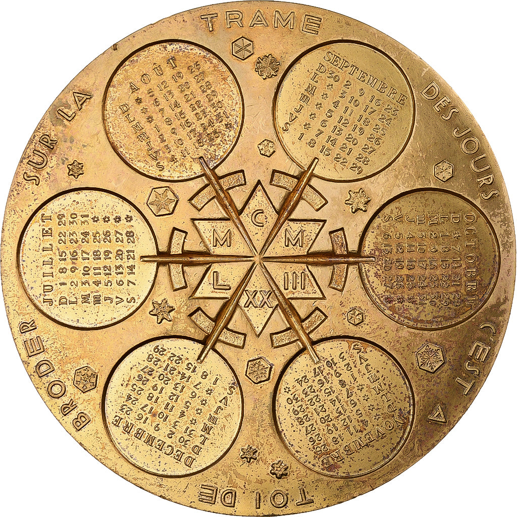 France, Medal, Calendrier, Nouvelle Année, 1973, Bronze, AU(50-53)