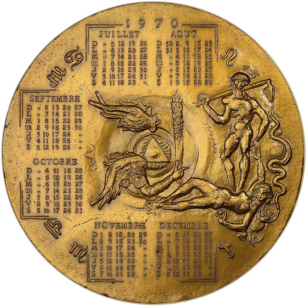 Frankrijk, Medaille, Calendrier, Signes du Zodiac, 1970, Bronzen, Anastase, PR