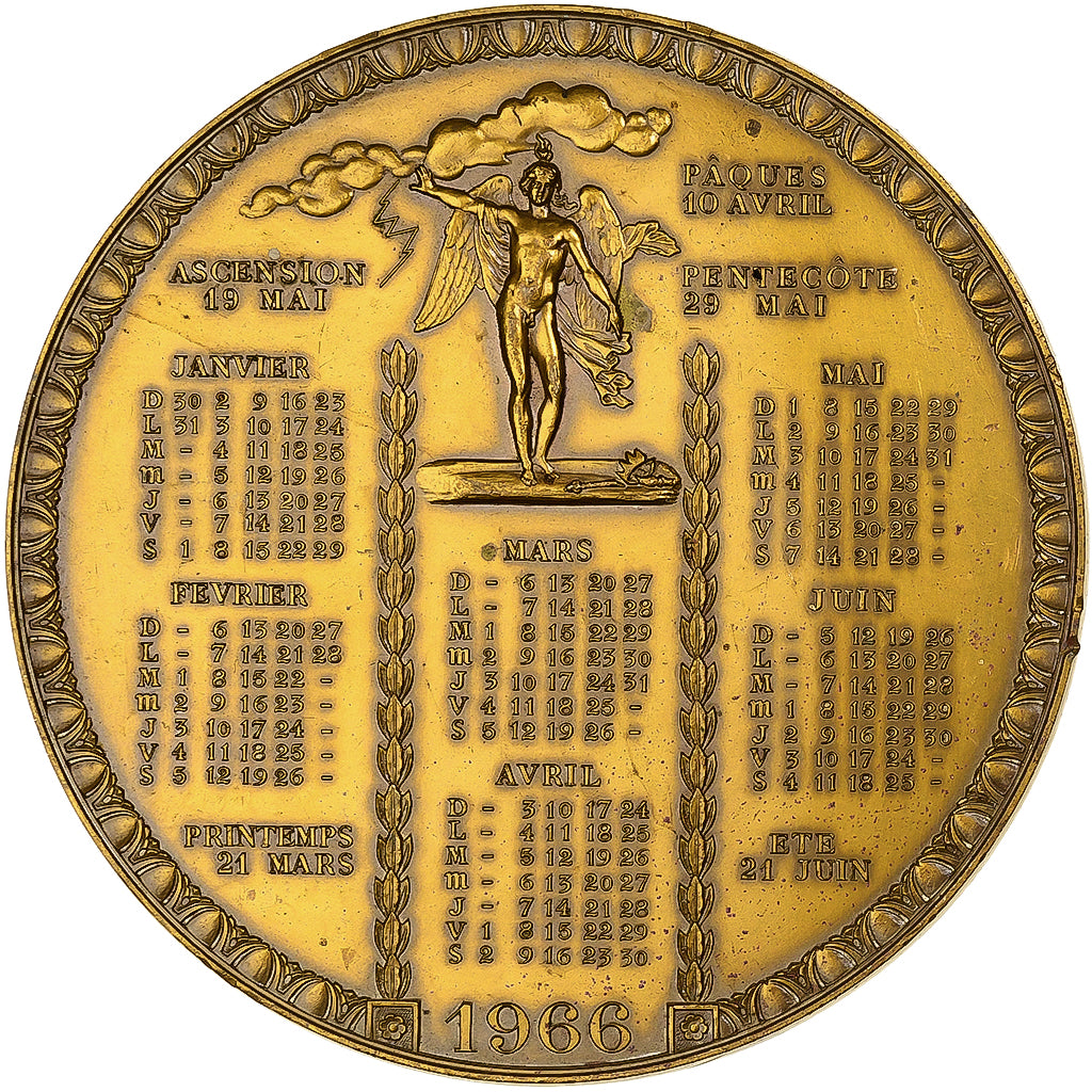 Francia, medalla, Calendrier, 1966, Bronce, EBC