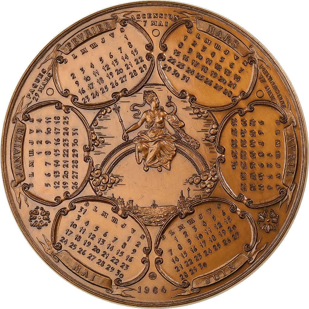 Francia, medalla, Calendrier, 1964, Bronce, EBC