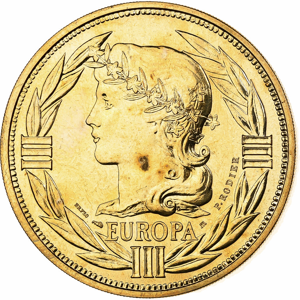 Francia, medalla, Ecu Europa, Marianne, 1987, Bronce dorado, Rodier, EBC+
