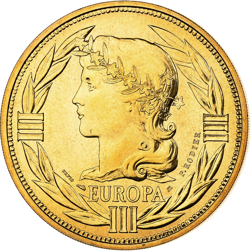 Francia, medalla, Ecu Europa, Marianne, 1986, Bronce dorado, Rodier, SC