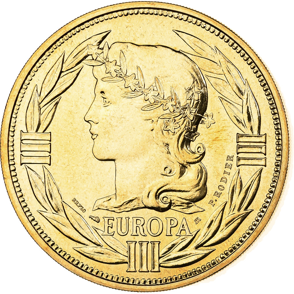 Francia, medalla, Ecu Europa, Marianne, 1988, Bronce dorado, Rodier, SC