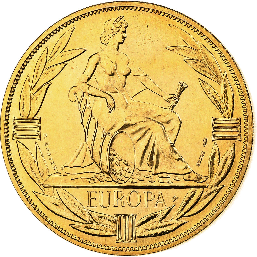 Francia, medalla, Ecu Europa, Europe Assise, 1984, Bronce dorado, Rodier, SC
