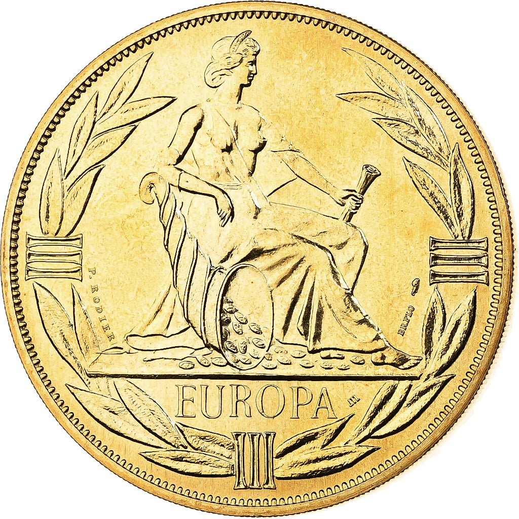 Francia, medalla, Ecu Europa, Europe Assise, 1981, Bronce dorado, Rodier, SC