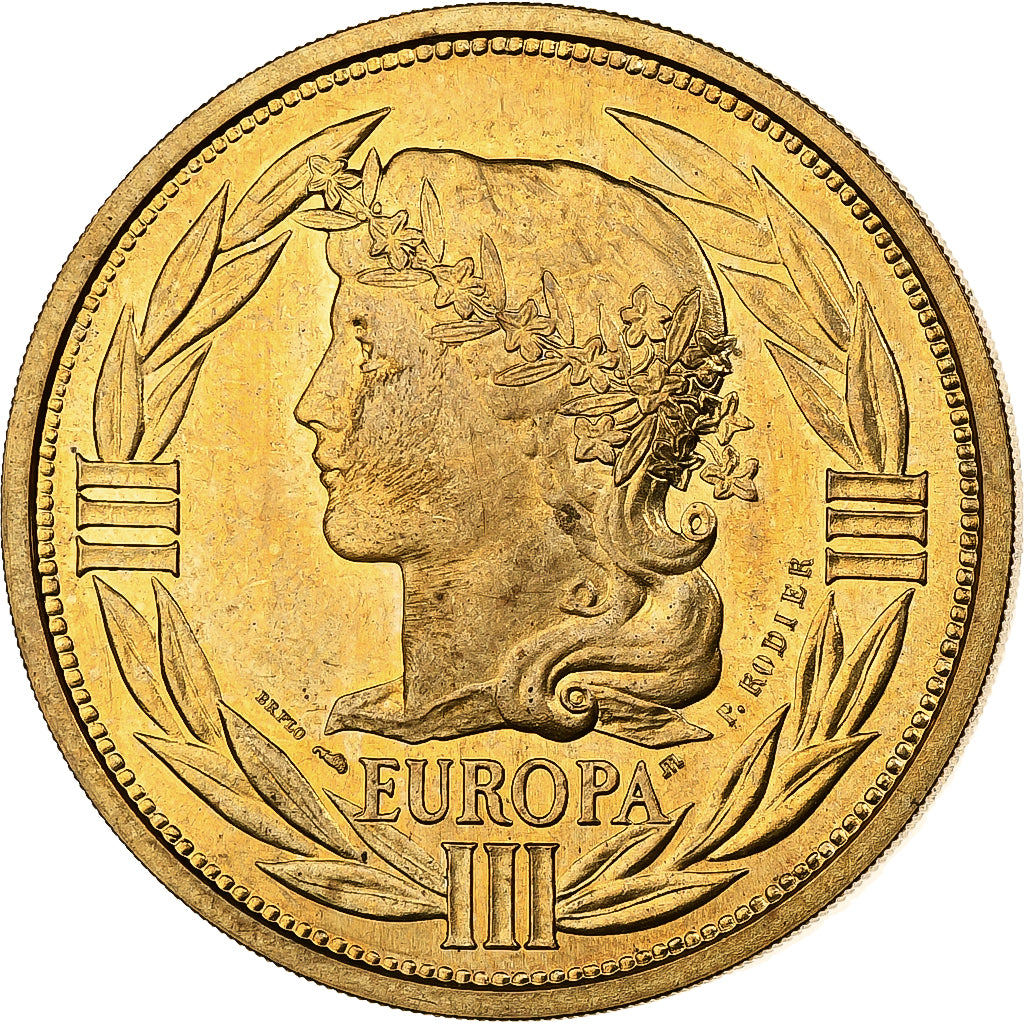 Francia, medalla, Ecu Europa, Marianne, 1989, Bronce dorado, Rodier, EBC