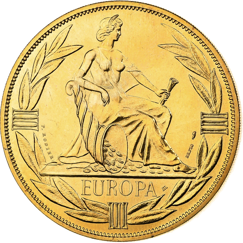 Francia, medalla, Ecu Europa, Europe Assise, 1982, Bronce dorado, Rodier, SC