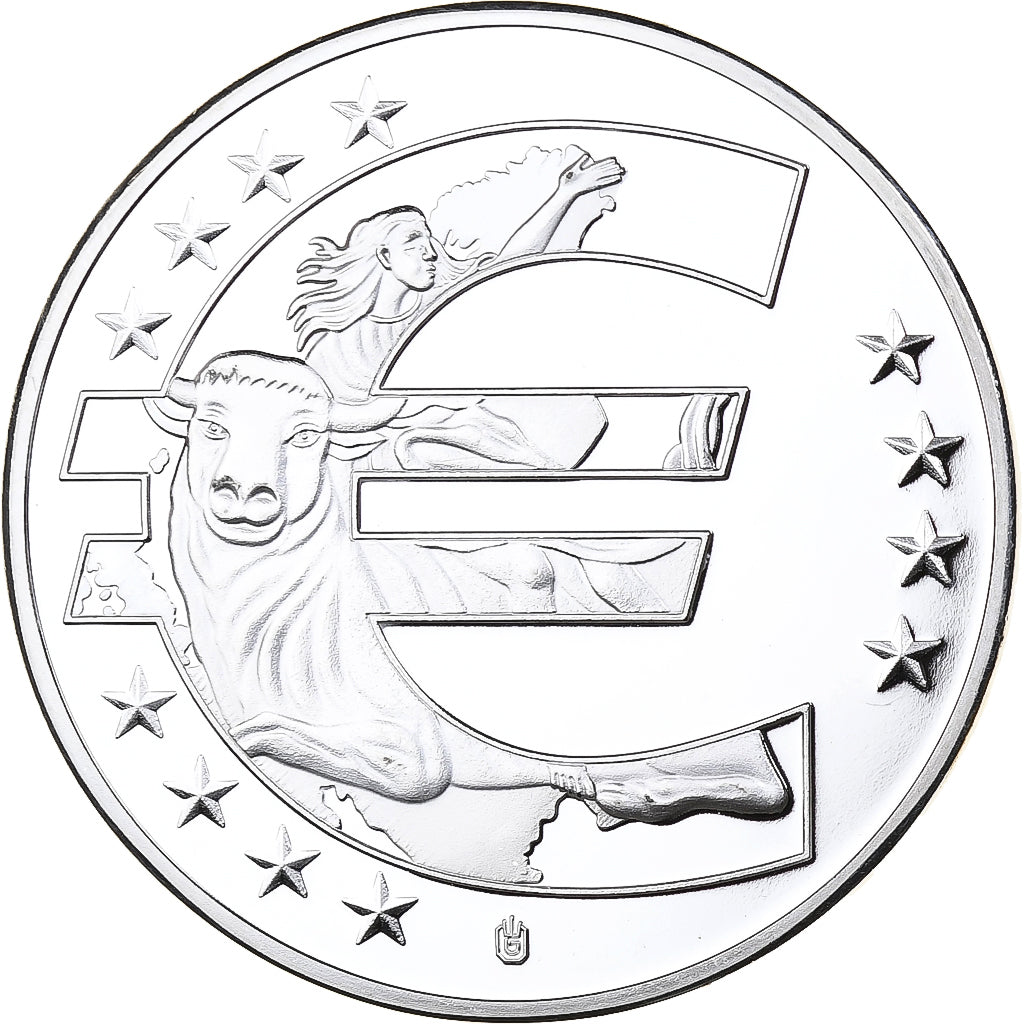 Francia, medaglia, 10 ans de l'Euro, Vatican, 2012, Rame placcato argento, SPL