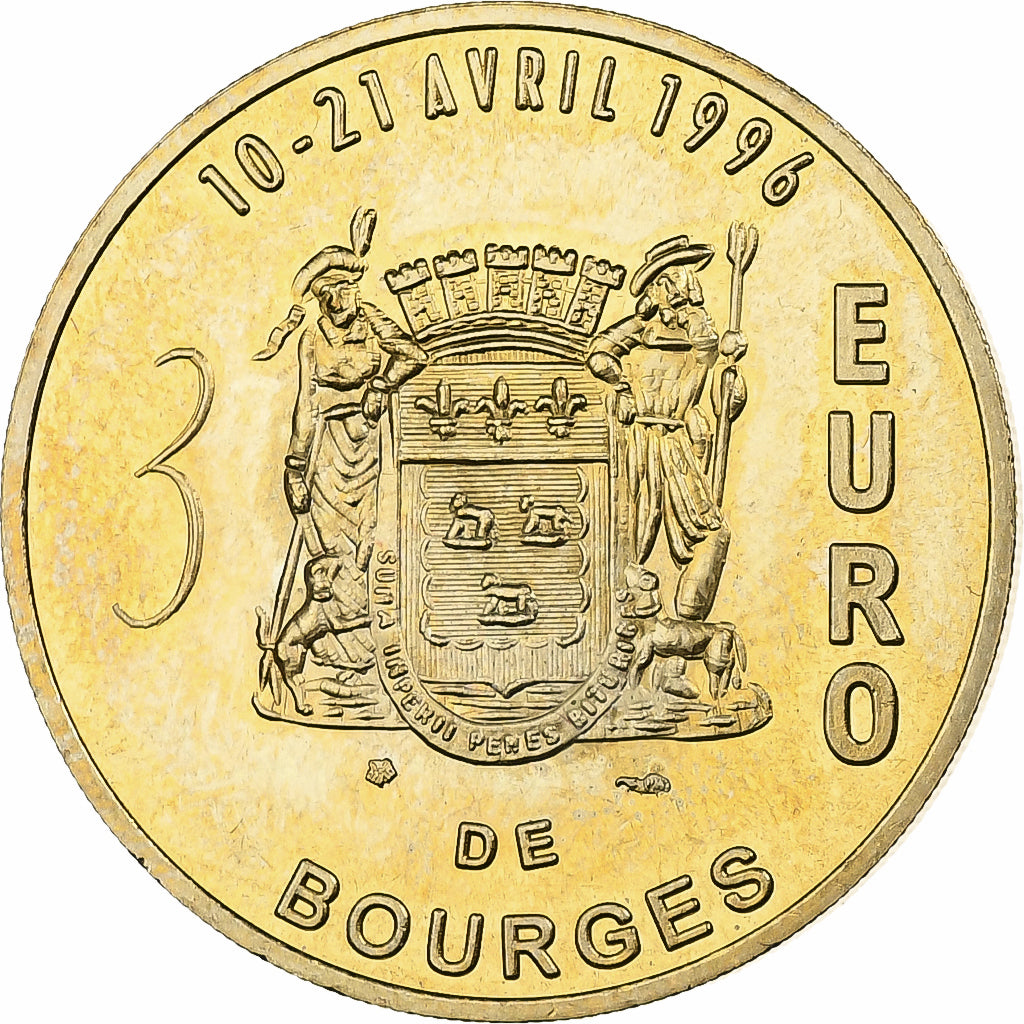 Francia, medaglia, 3 euros de Bourges, 1996, Rame-nichel-alluminio, BB+