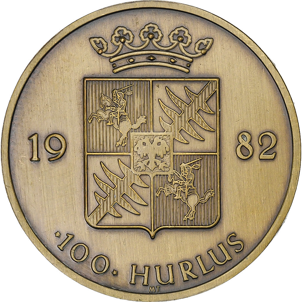 Bélgica, Token, 100 Hurlus - Mouscron, 1982, Bronze, AU(55-58)