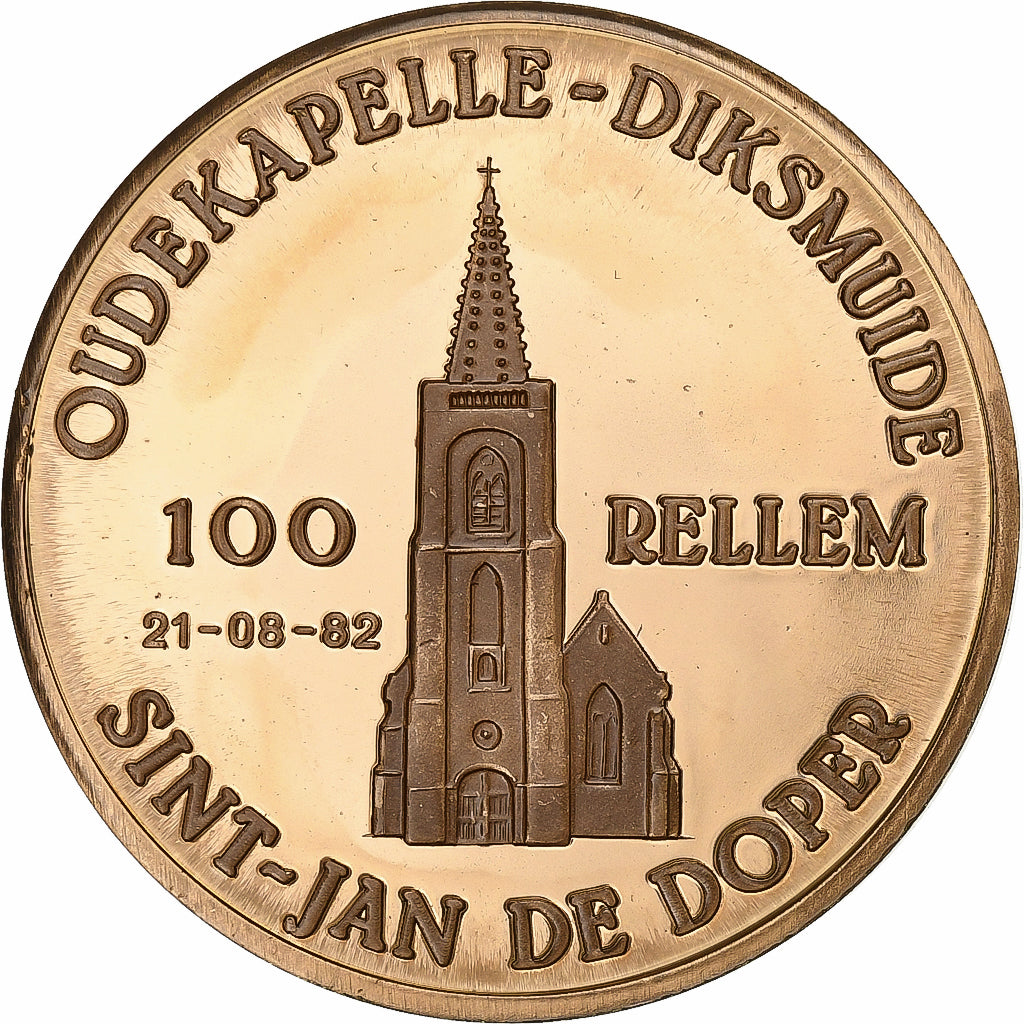Belgia, Token, 100 Rellem, 1982, Mosiądz niklowy, AU(55-58)