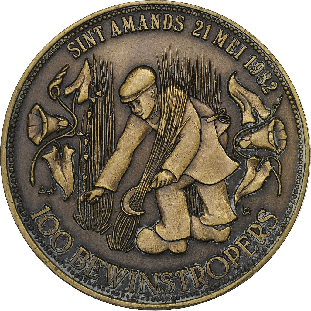 Bélgica, Token, 100 Bewinstropers - Sint Amands, 1982, Bronze, MS(60-62)
