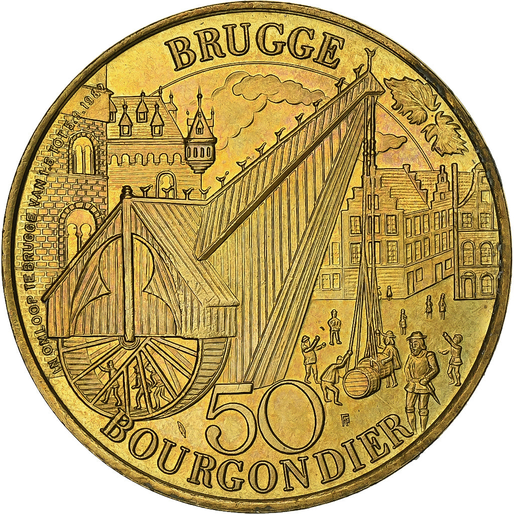 Belgium, Token, Brugge, 50 Bourgondier, 1982, Nickel-brass, MS(63)