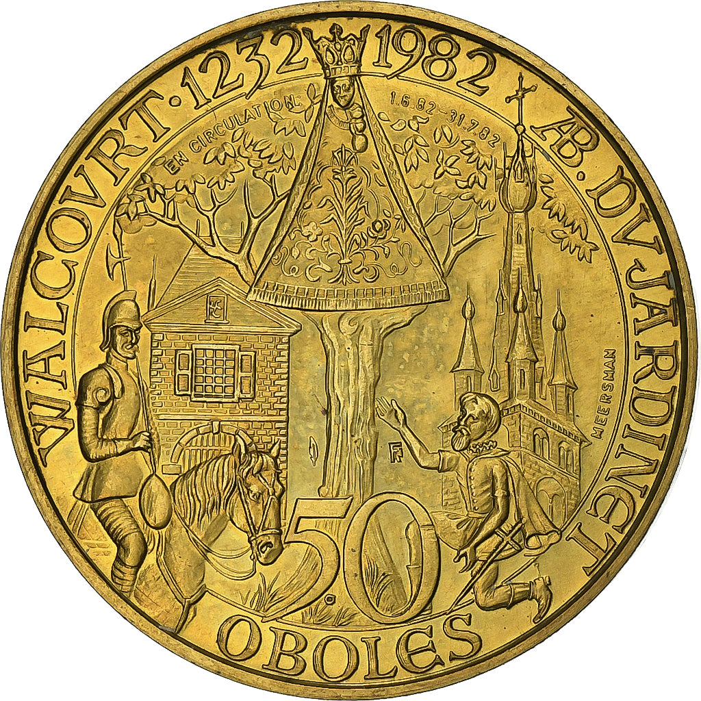België, Token, 50 Oboles - Walcourt, 1982, Brass plated steel, PR