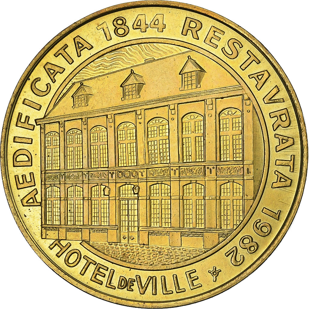 Bélgica, Token, 50 Castelin - Châtelet, 1982, Aço Cromado a Latão, MS(63)