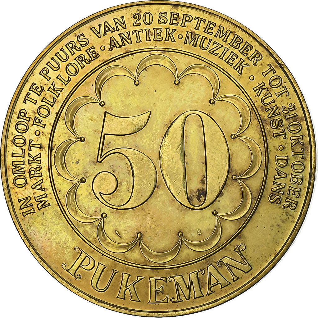 Belgique, Jeton, 50 Pukeman, 1980, Brass plated steel, SUP