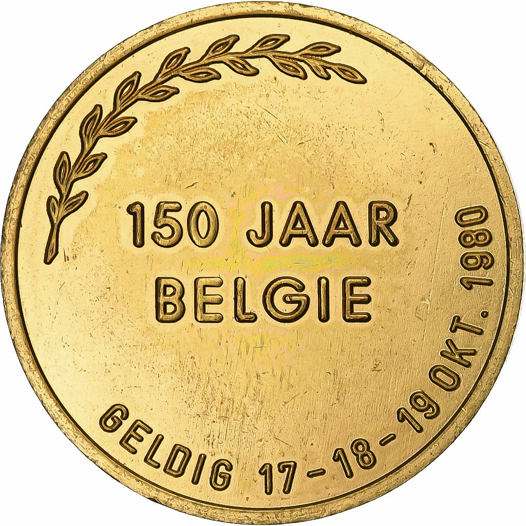 Bélgica, zeton, 50 Francs, Maneblusser, 1980, Latón, EBC