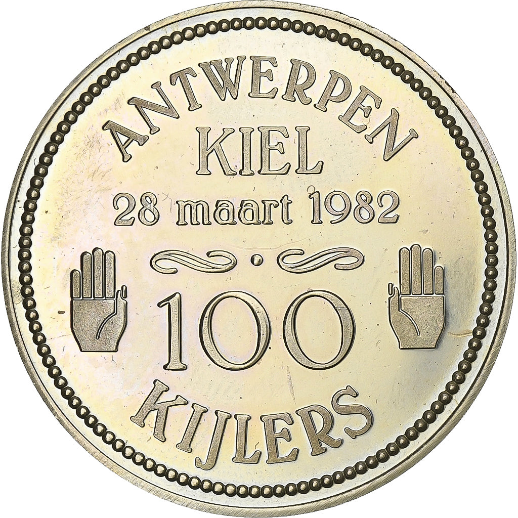 Bélgica, Token, 100 Kijlers - Kiel - Antwerpen, 1982, Níquel-Latão, AU(55-58)