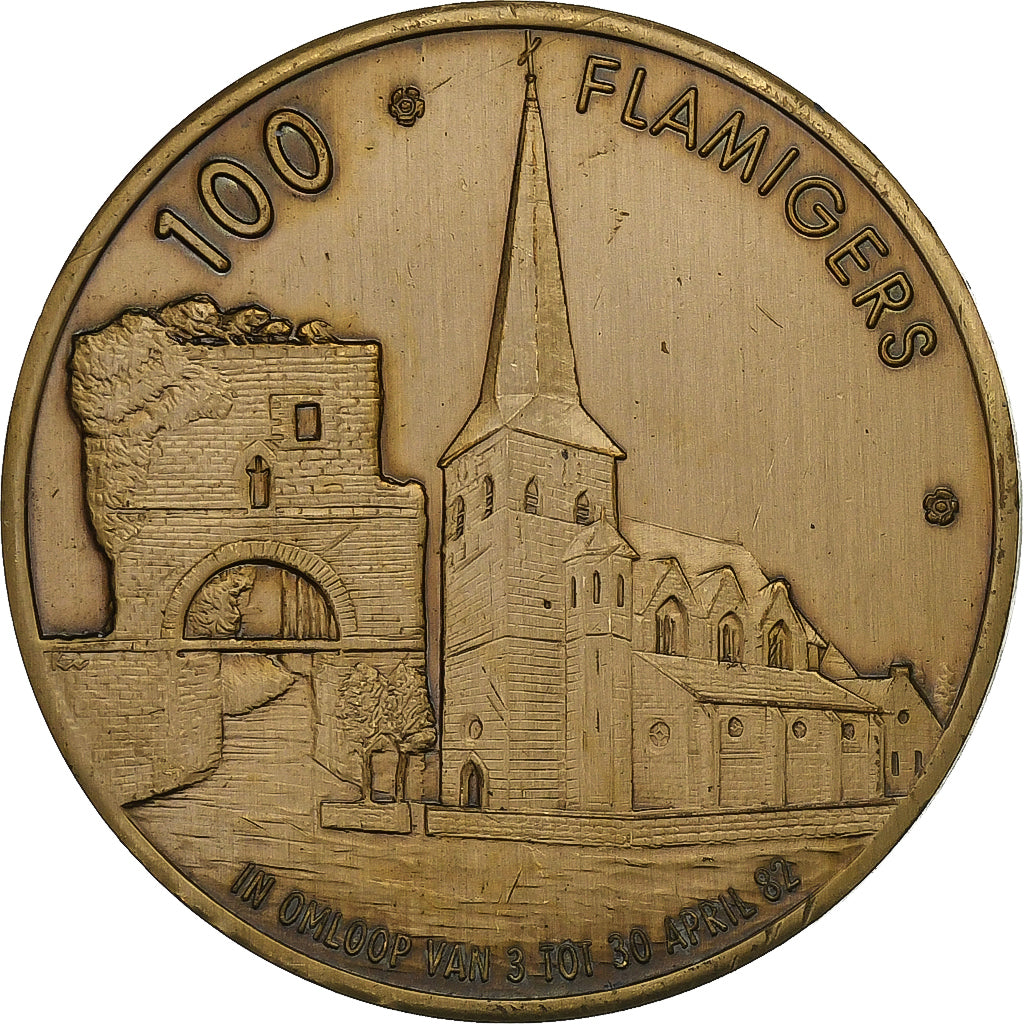 Bélgica, Token, 100 Flamigers - Weerde, 1982, Bronze, AU(55-58)