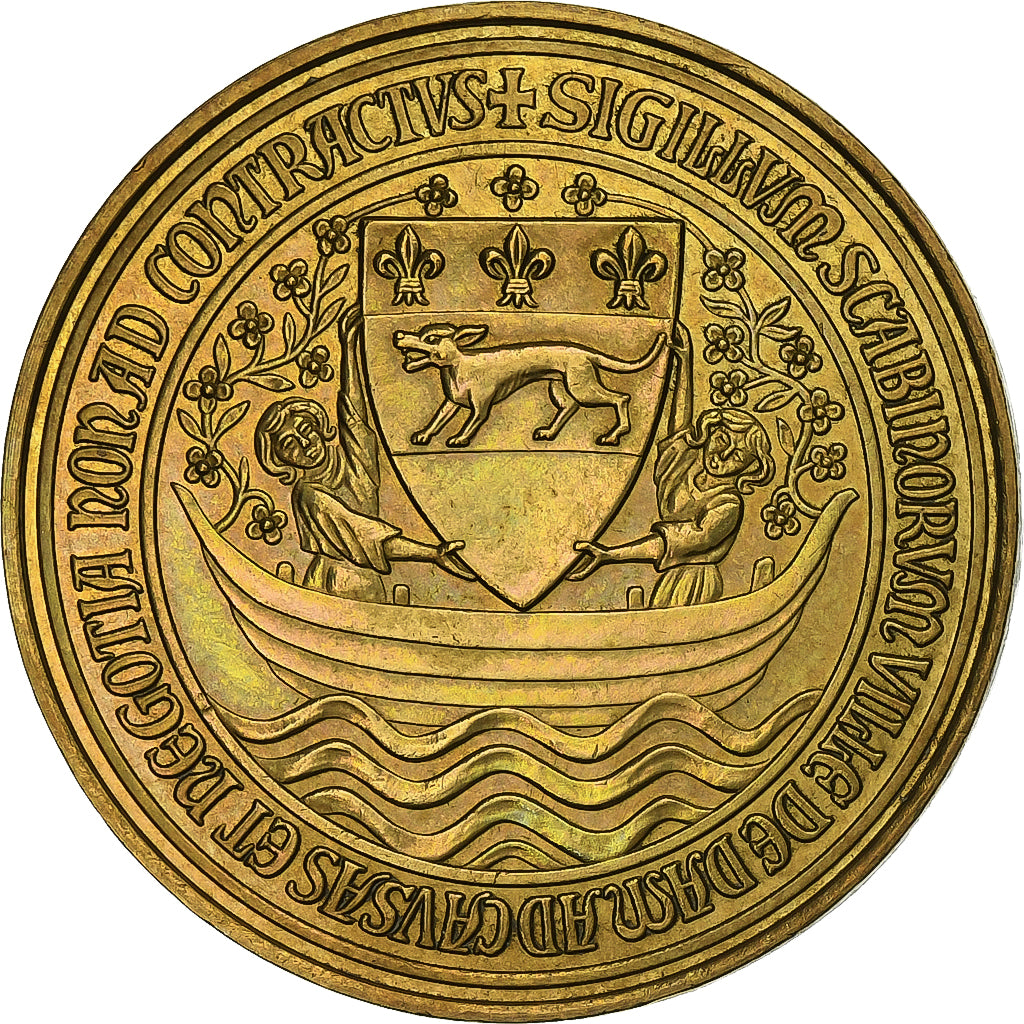 Bélgica, Token, 50 Dammenaar, 1982, Aço Cromado a Latão, MS(63)