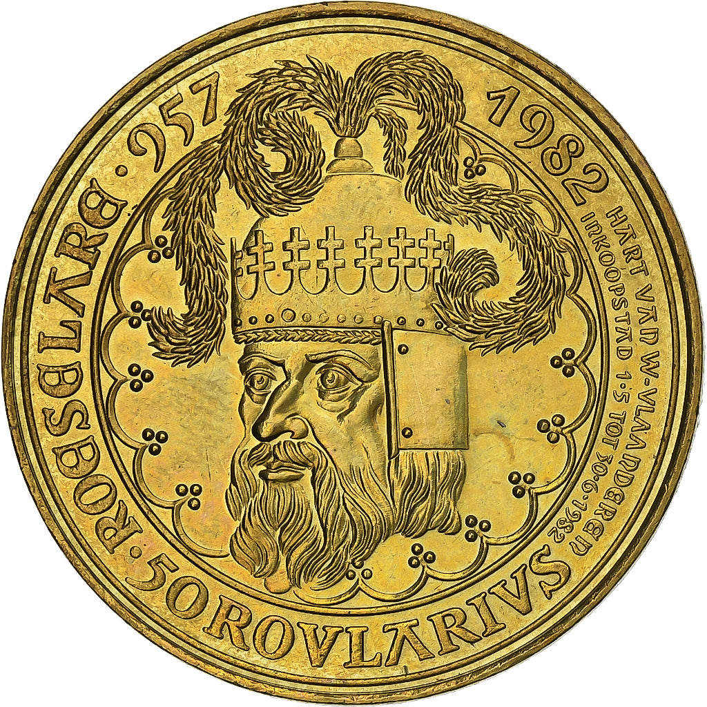 Bélgica, Token, 50 Roularius, 1982, Aço Cromado a Latão, AU(55-58)