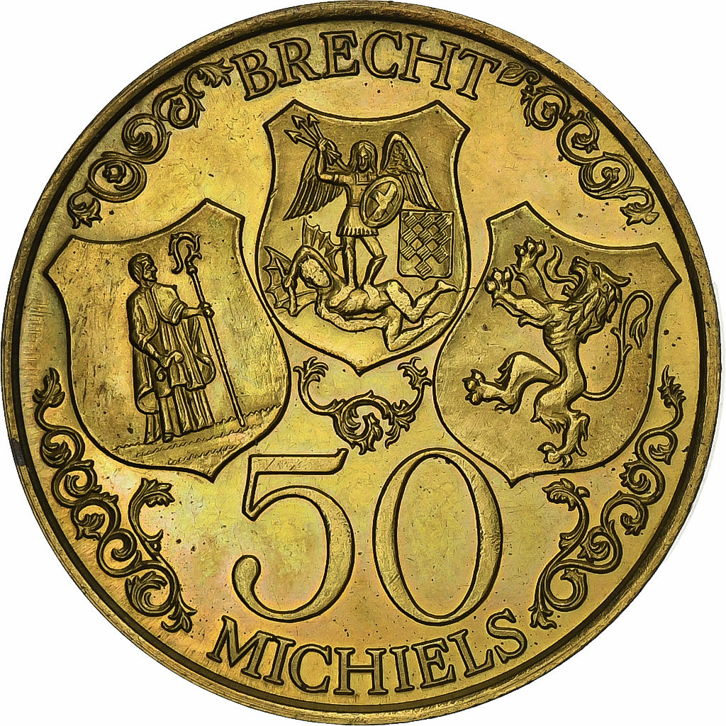 Bélgica, zeton, 50 Michiels - Brecht, 1980, Latón chapado en acero, EBC