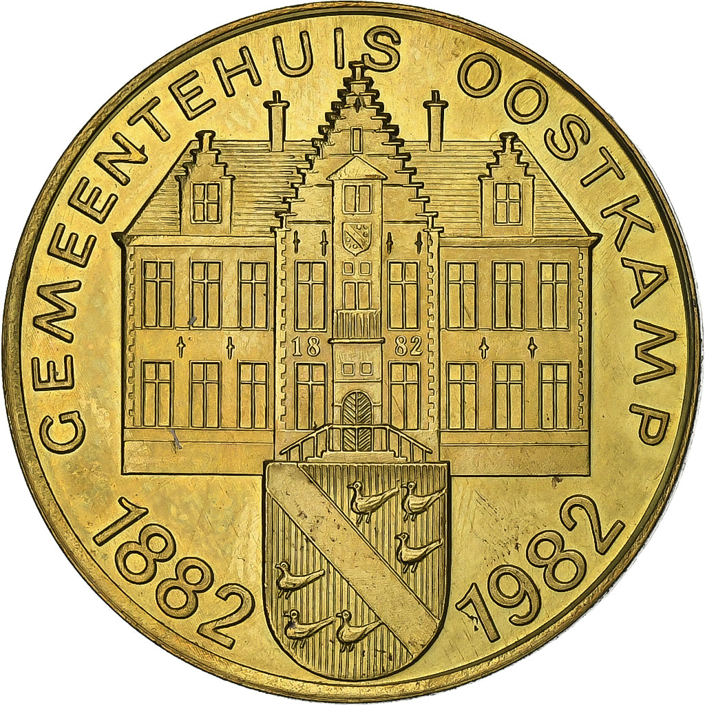 Bélgica, Token, 50 Merel - Oostkamp, 1982, Aço Cromado a Latão, AU(55-58)