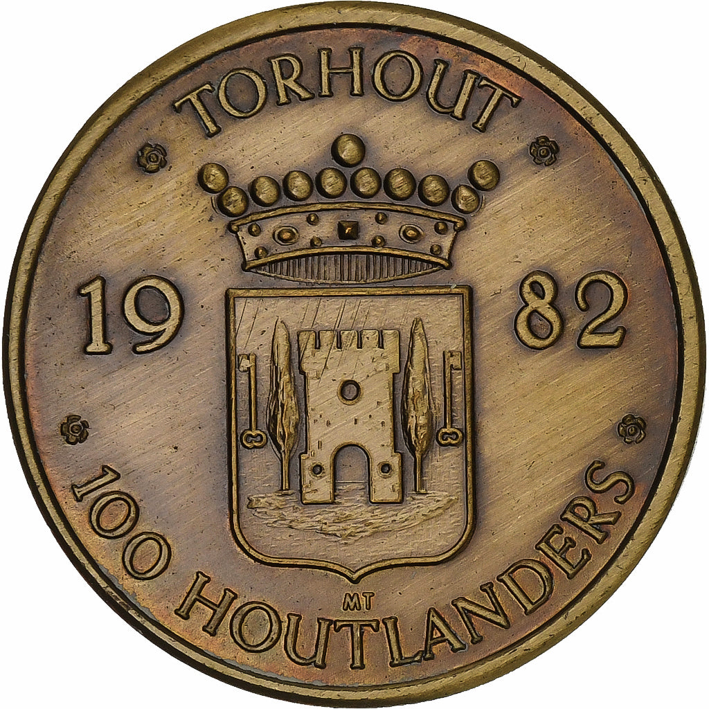 Bélgica, zeton, 100 houtlanders, 1982, Bronce, EBC