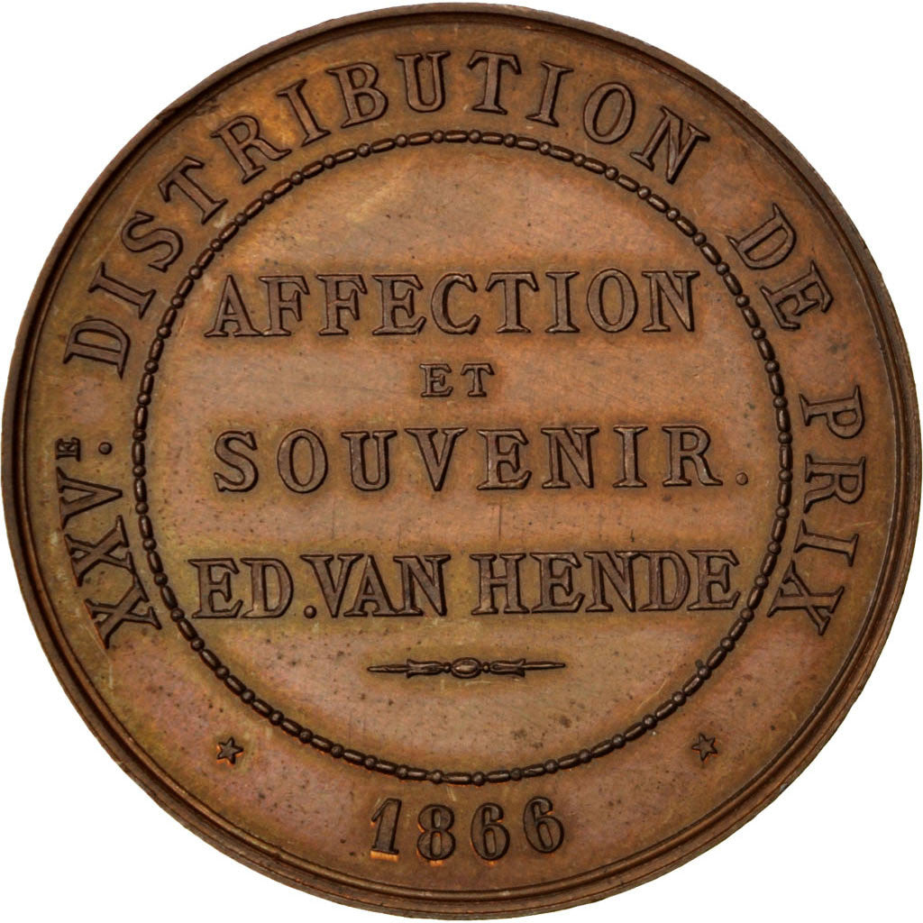 França, medalha, Segundo Império Francês, 1866, Cobre, AU(55-58)