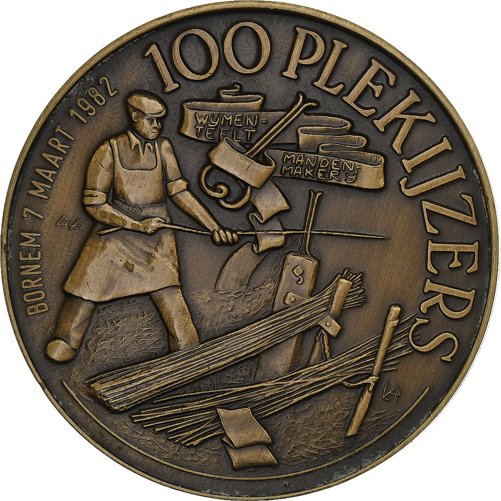 Bélgica, zeton, 100 Plekijzers de Bornem, 1982, Bronce, EBC