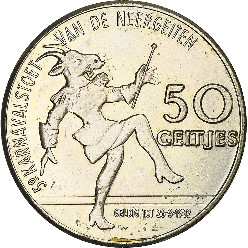 Bélgica, Token, 50 Geitjes - Wilrijk, 1982, Níquel-Latão, AU(55-58)